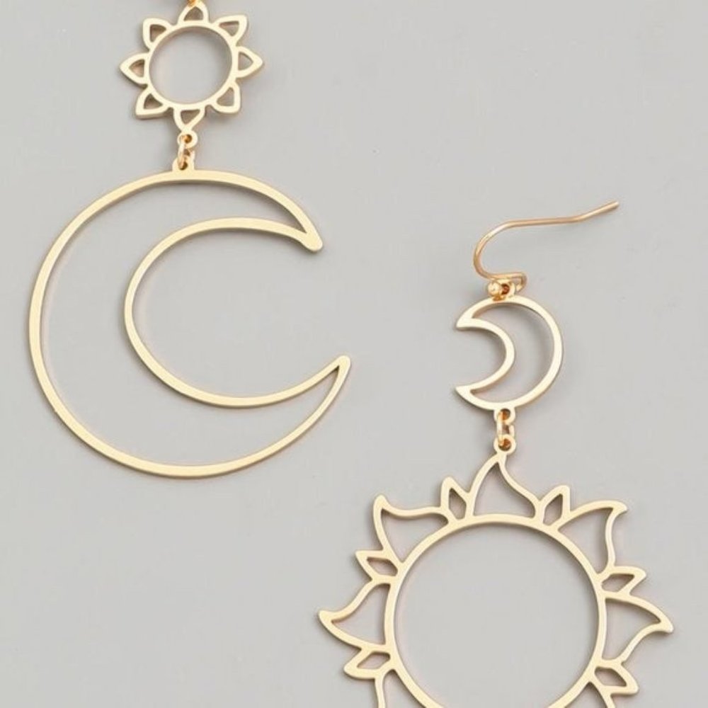 LunaSol Moon & Sun Dangle Earrings